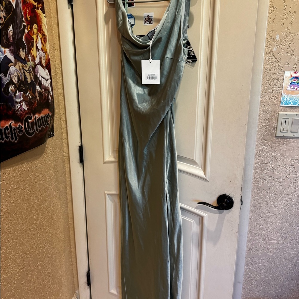 Palace Satin Slip Dress in Sage